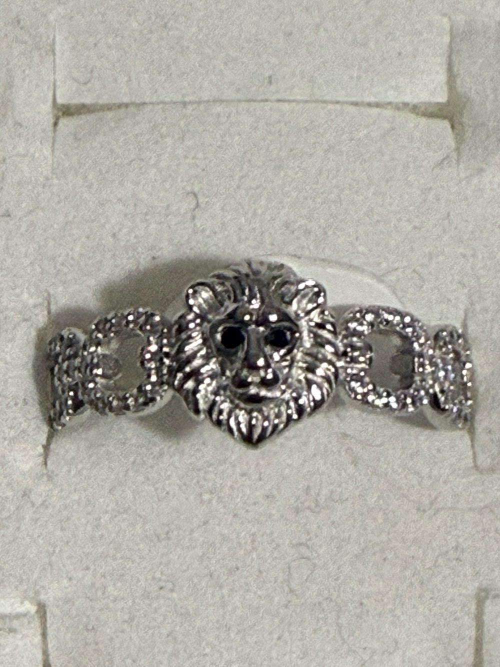 Bomb Party ring Hear her roar black onyx/sterling silver/rhodium size 9 NWT